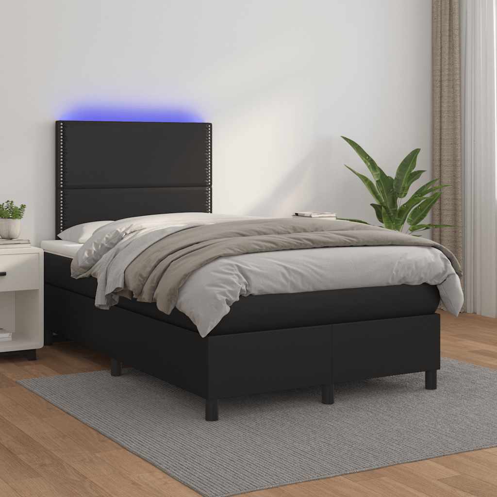 Sommier à lattes de lit matelas LED noir 120x190 cm similicuir - XIOS