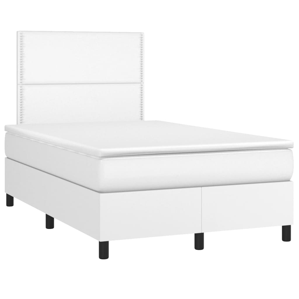 Sommier à lattes de lit matelas LED blanc 120x190 cm similicuir - XIOS
