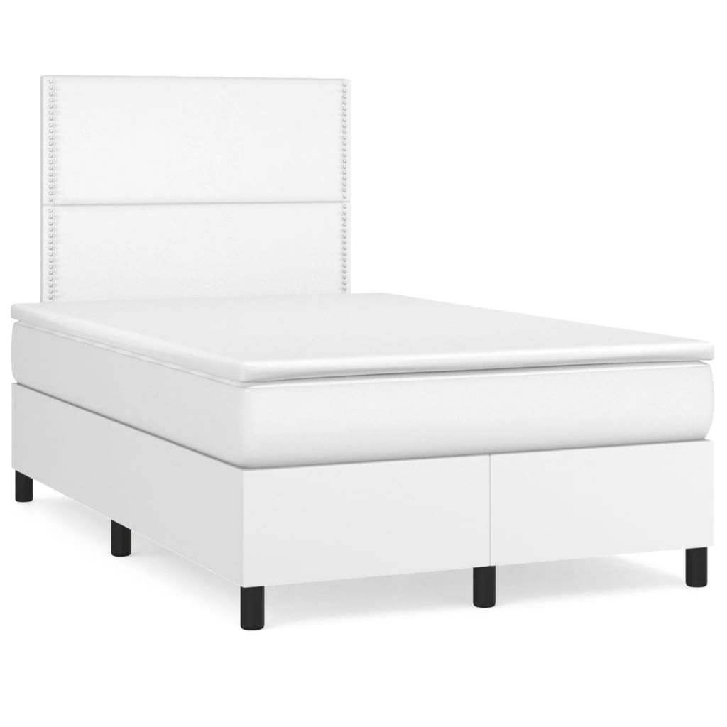 Sommier à lattes de lit matelas LED blanc 120x190 cm similicuir - XIOS