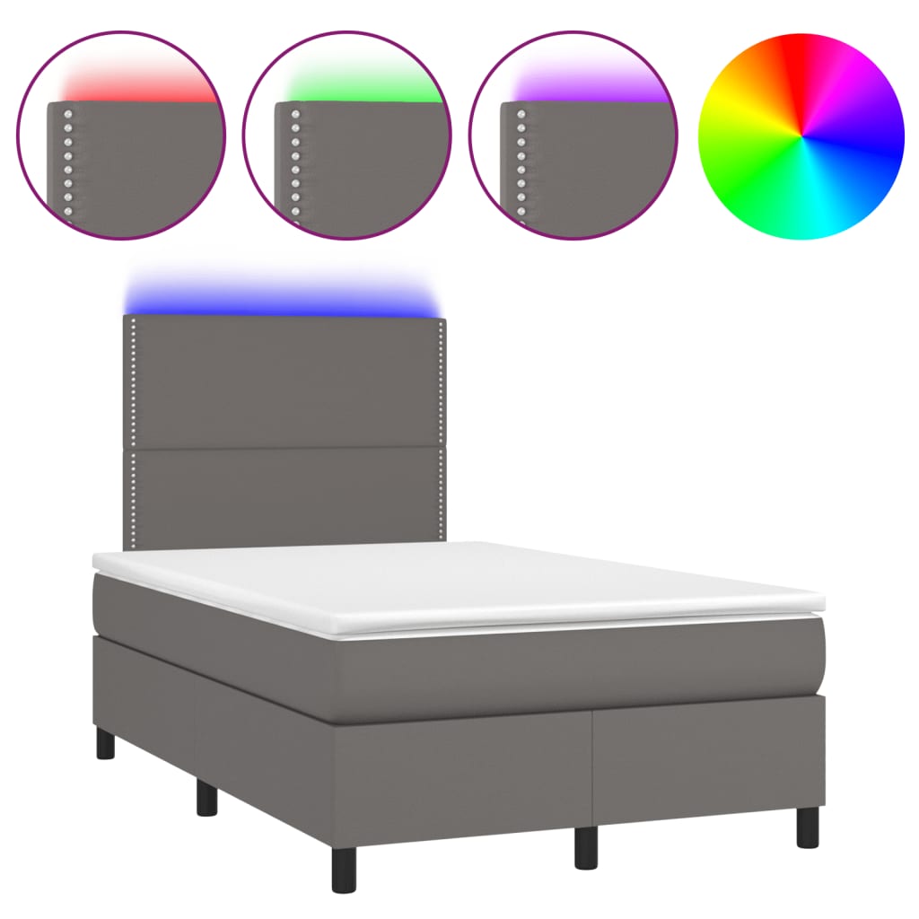 Sommier à lattes de lit matelas LED gris 120x190 cm similicuir - XIOS