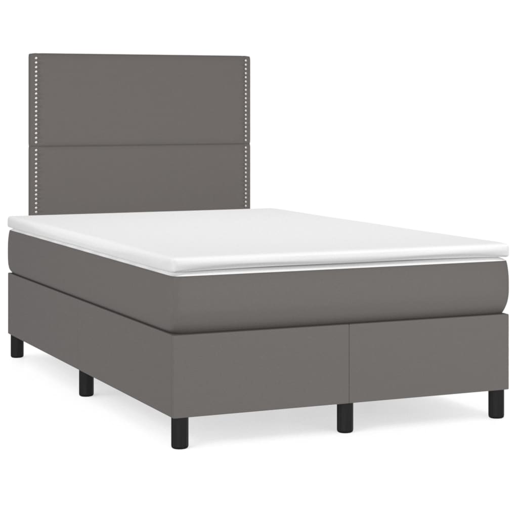 Sommier à lattes de lit matelas LED gris 120x190 cm similicuir - XIOS