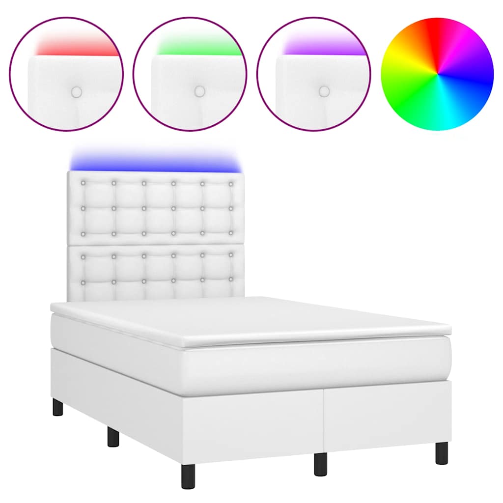 Sommier à lattes de lit matelas LED blanc 120x190 cm similicuir - XIOS