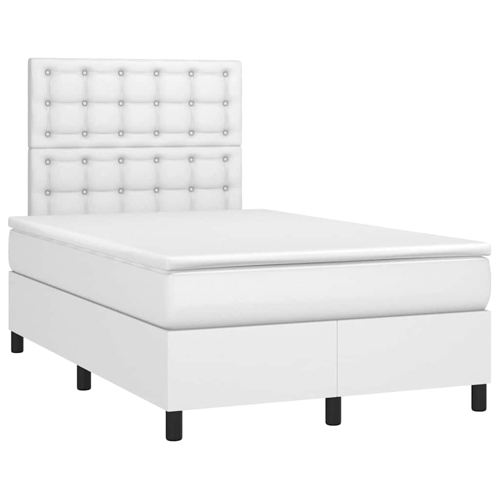 Sommier à lattes de lit matelas LED blanc 120x190 cm similicuir - XIOS