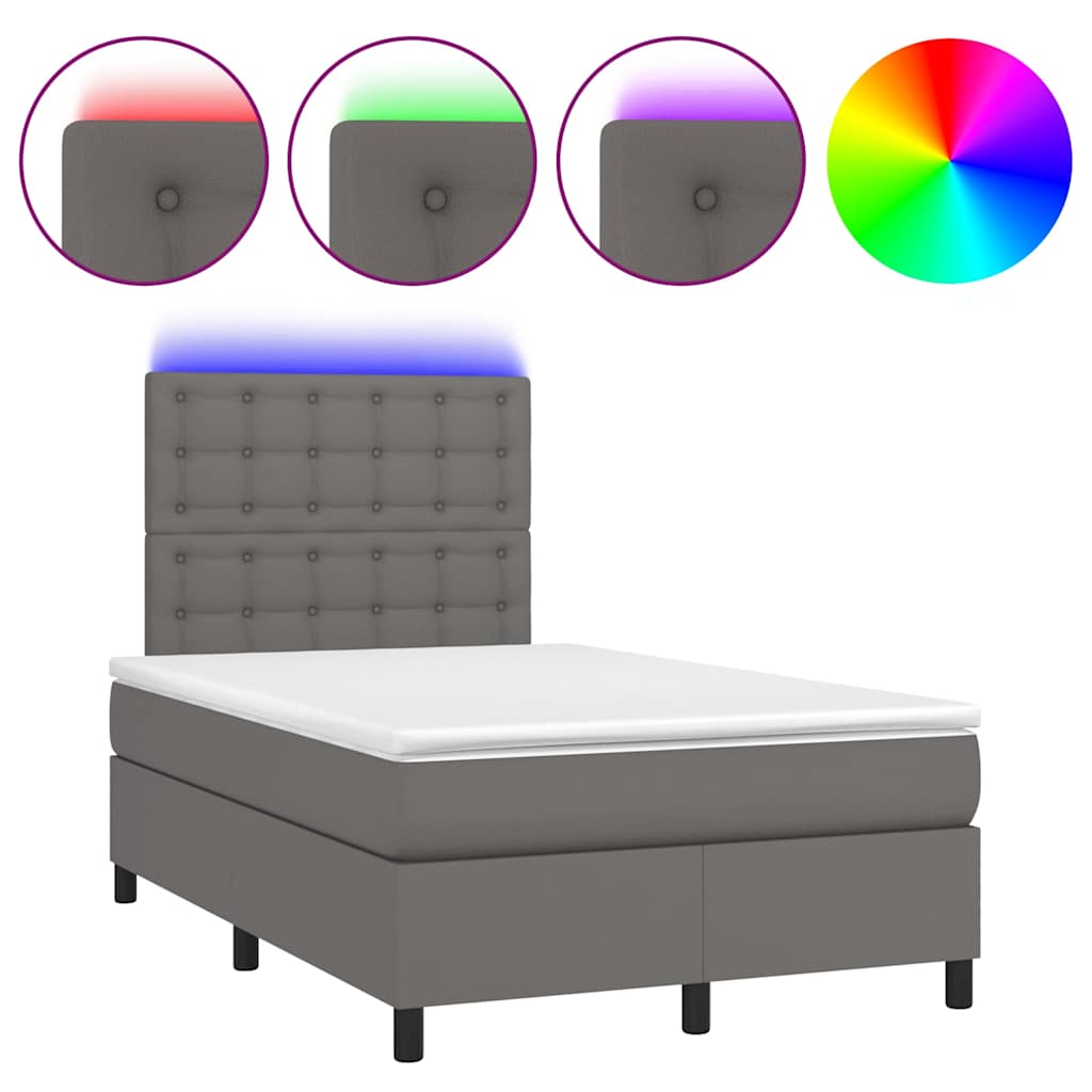 Sommier à lattes de lit matelas LED gris 120x190 cm similicuir - XIOS