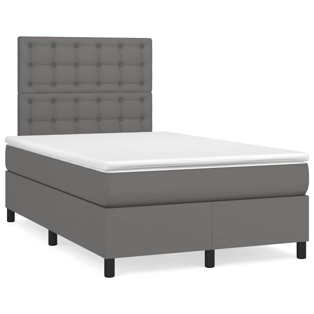Sommier à lattes de lit matelas LED gris 120x190 cm similicuir - XIOS