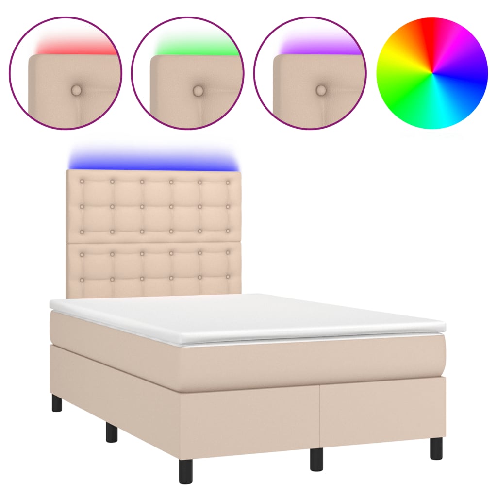 Sommier à lattes de lit avec matelas LED cappuccino 120x190 cm - XIOS