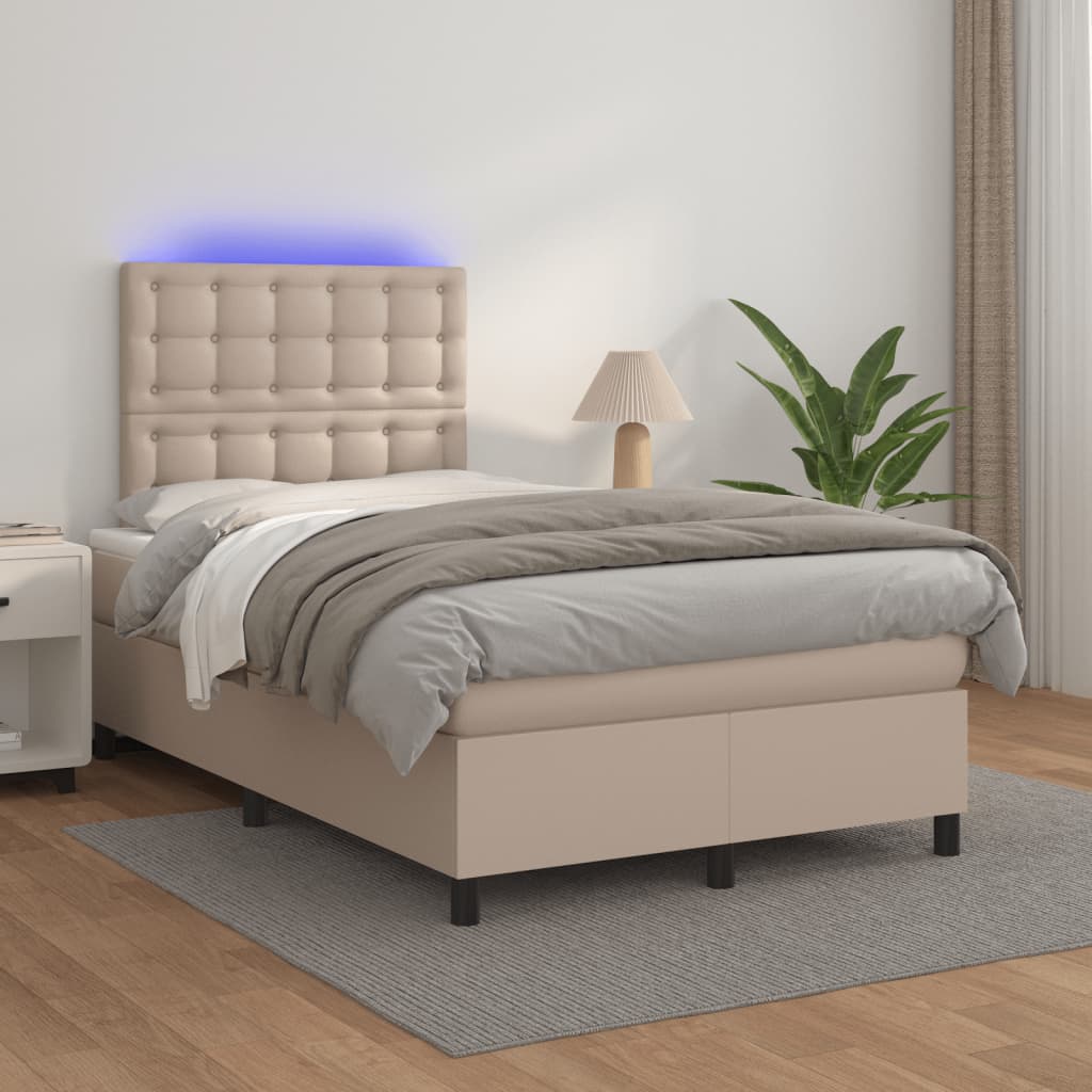 Sommier à lattes de lit avec matelas LED cappuccino 120x190 cm - XIOS