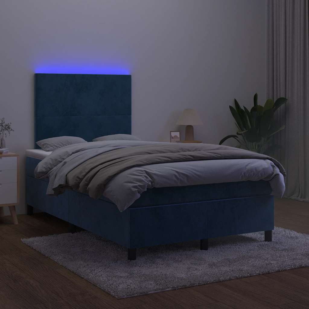 Sommier à lattes de lit avec matelas LED bleu foncé 120x190 cm - XIOS