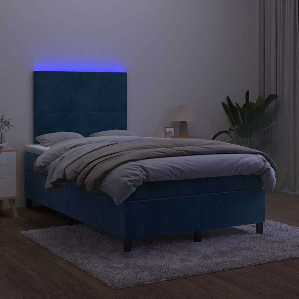 Sommier à lattes de lit avec matelas LED bleu foncé 120x190 cm - XIOS