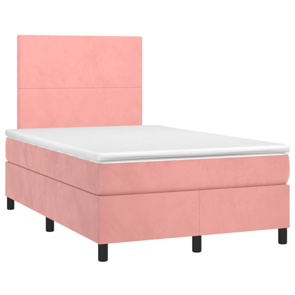 Sommier à lattes de lit et matelas LED rose 120x190 cm velours - XIOS
