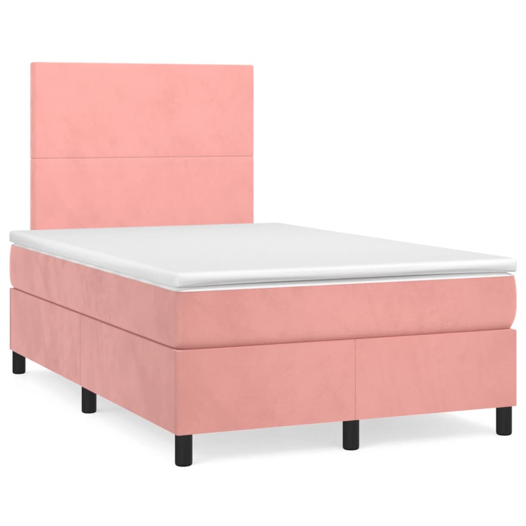Sommier à lattes de lit et matelas LED rose 120x190 cm velours - XIOS