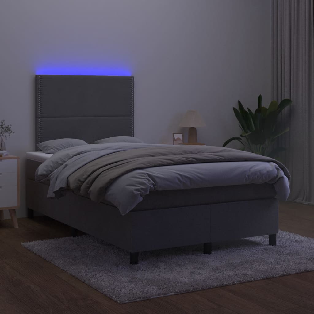 Sommier à lattes de lit avec matelas LED gris foncé 120x190 cm - XIOS