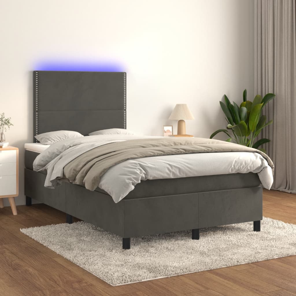 Sommier à lattes de lit avec matelas LED gris foncé 120x190 cm - XIOS