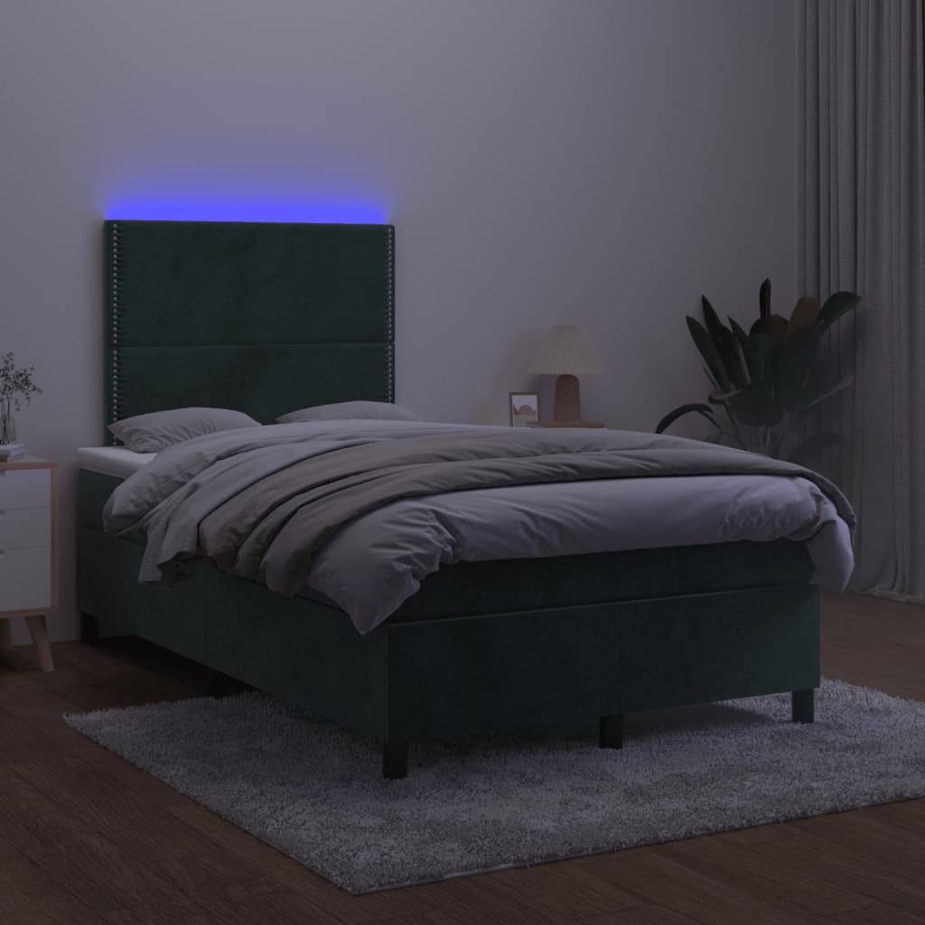 Sommier à lattes de lit avec matelas LED vert foncé 120x190 cm - XIOS