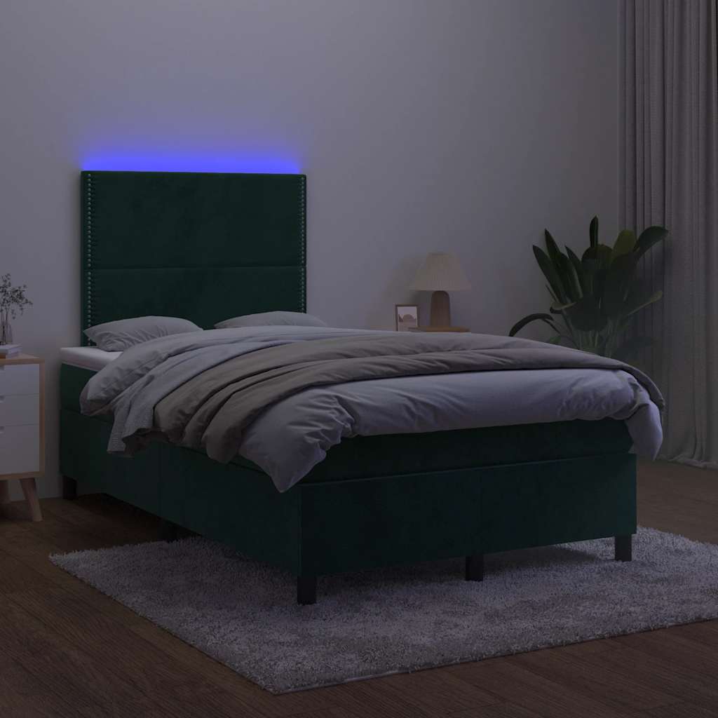Sommier à lattes de lit avec matelas LED vert foncé 120x190 cm - XIOS