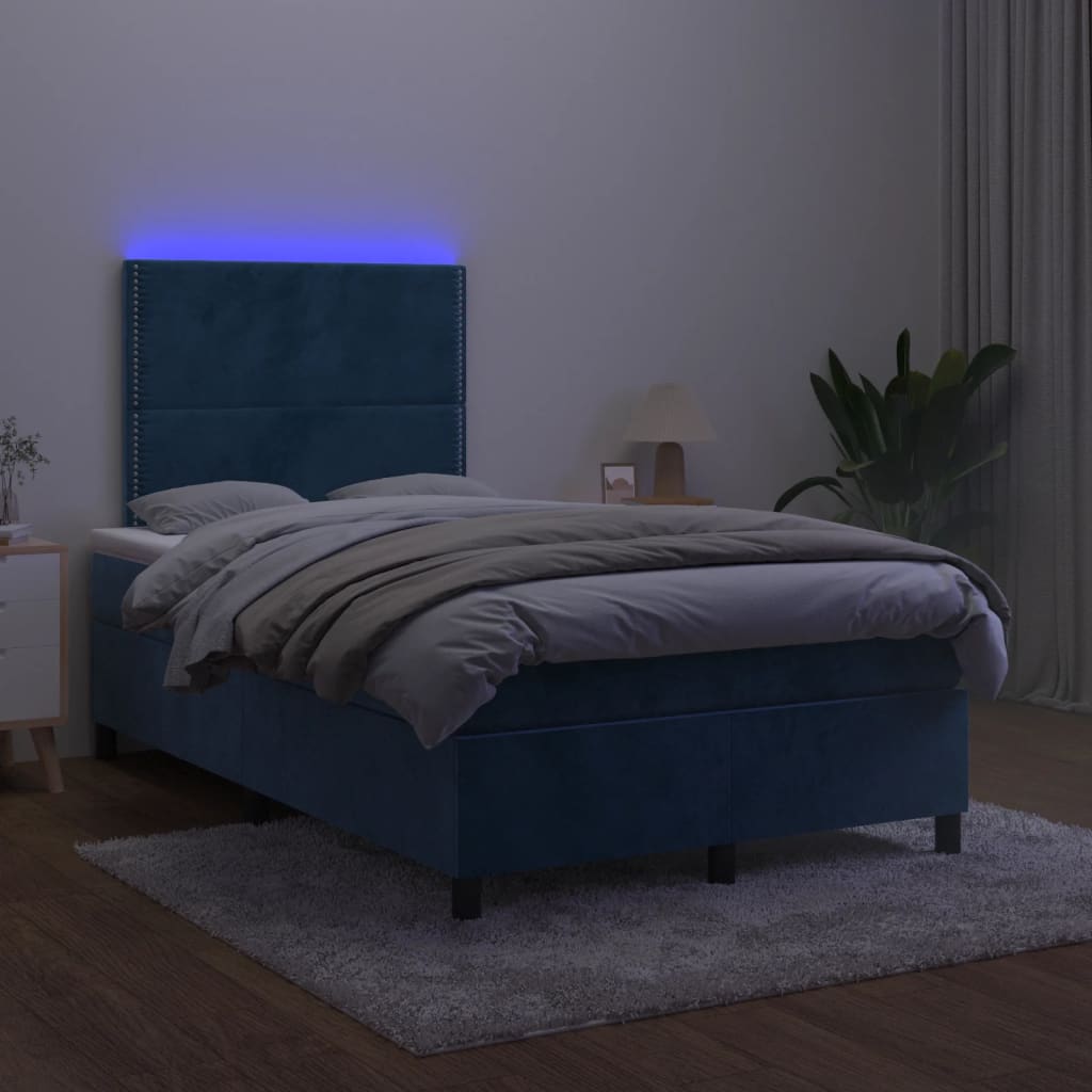 Sommier à lattes de lit avec matelas LED bleu foncé 120x190 cm - XIOS