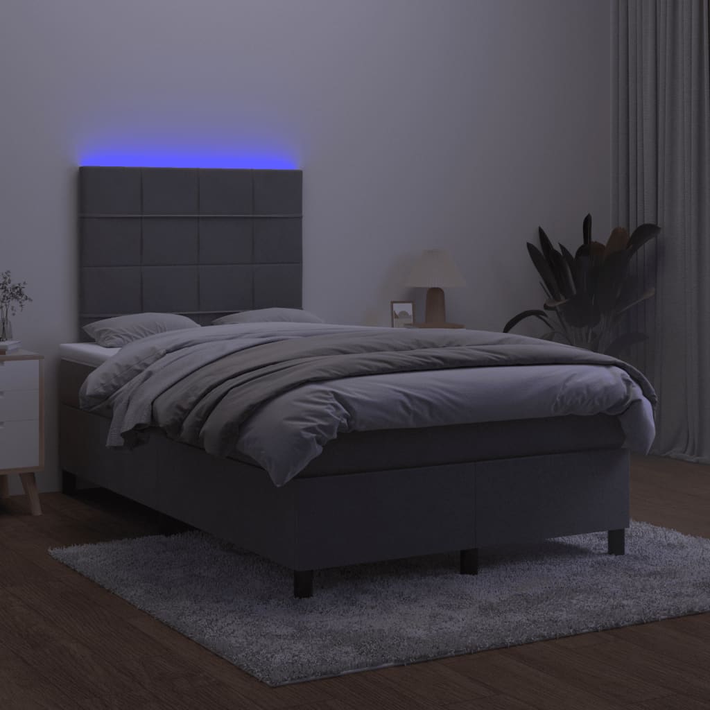 Sommier à lattes de lit avec matelas LED gris foncé 120x190 cm - XIOS
