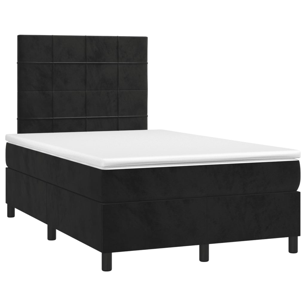 Sommier à lattes de lit et matelas LED noir 120x190 cm velours - XIOS