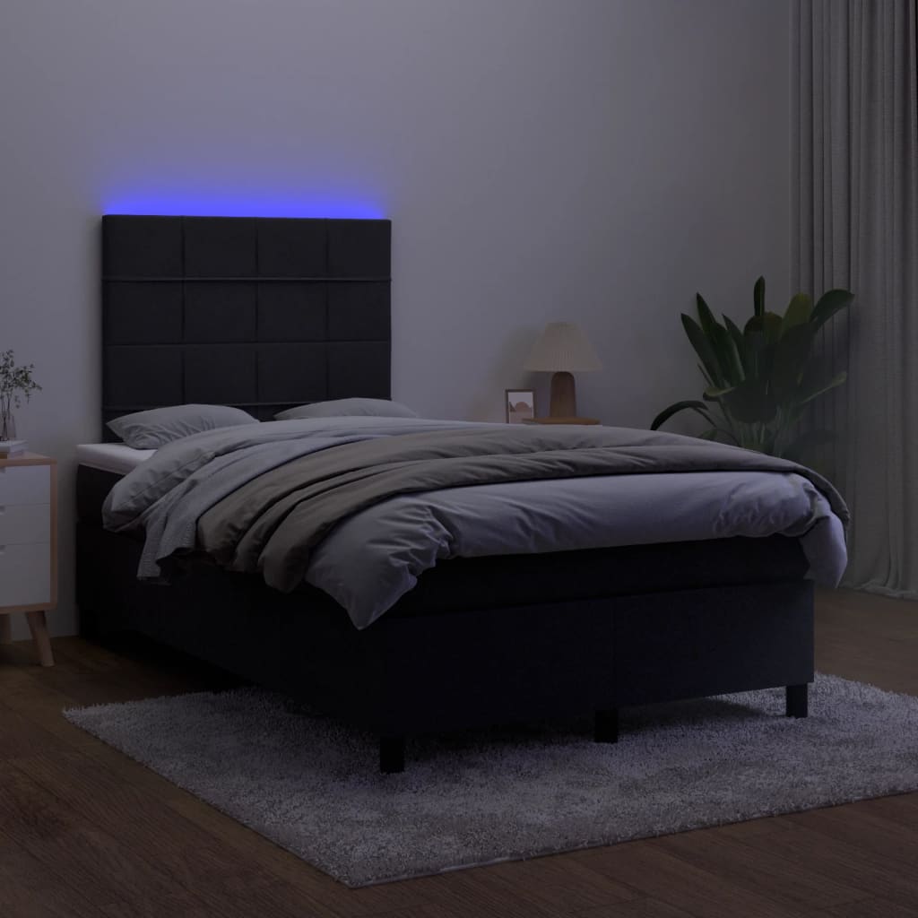 Sommier à lattes de lit et matelas LED noir 120x190 cm velours - XIOS
