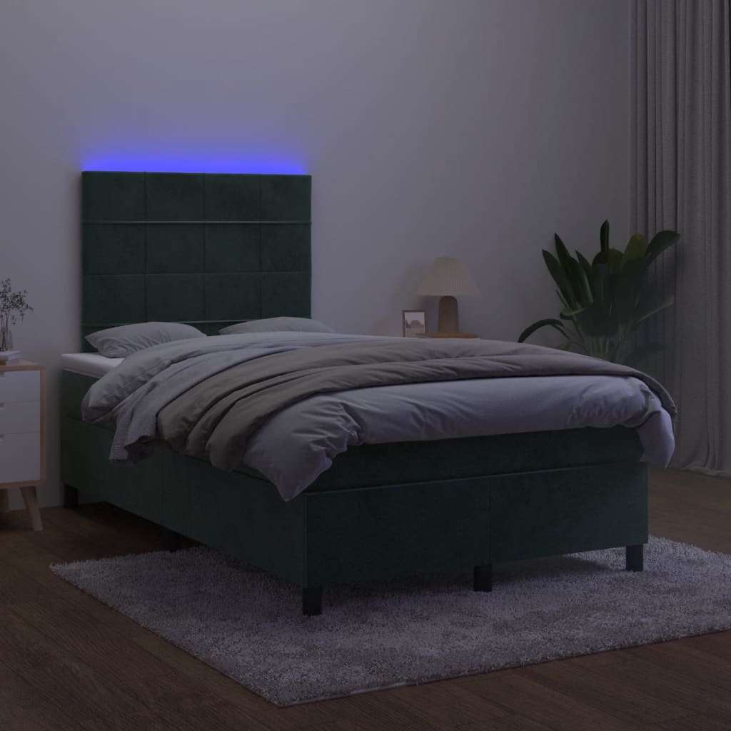 Sommier à lattes de lit avec matelas LED vert foncé 120x190 cm - XIOS