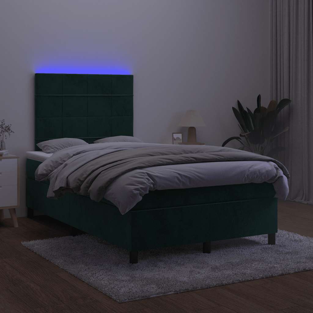 Sommier à lattes de lit avec matelas LED vert foncé 120x190 cm - XIOS