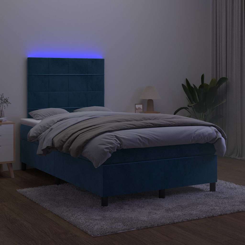 Sommier à lattes de lit avec matelas LED bleu foncé 120x190 cm - XIOS