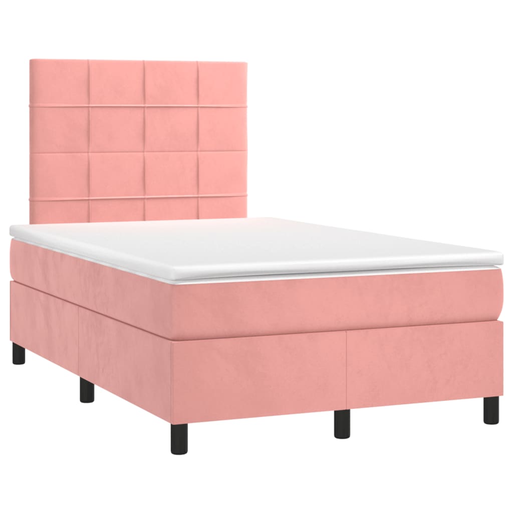 Sommier à lattes de lit et matelas LED rose 120x190 cm velours - XIOS