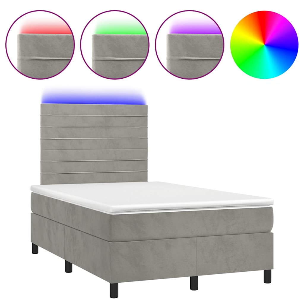 Sommier à lattes de lit avec matelas LED gris clair 120x190 cm - XIOS
