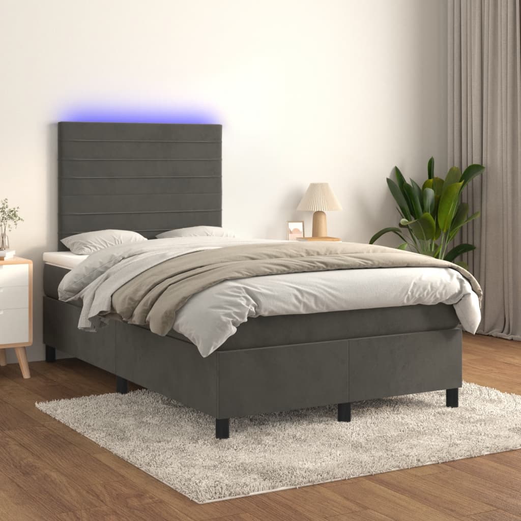Sommier à lattes de lit avec matelas LED gris foncé 120x190 cm - XIOS