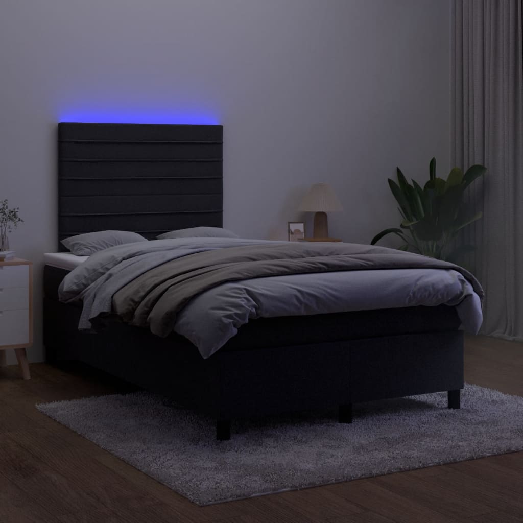 Sommier à lattes de lit et matelas LED noir 120x190 cm velours - XIOS