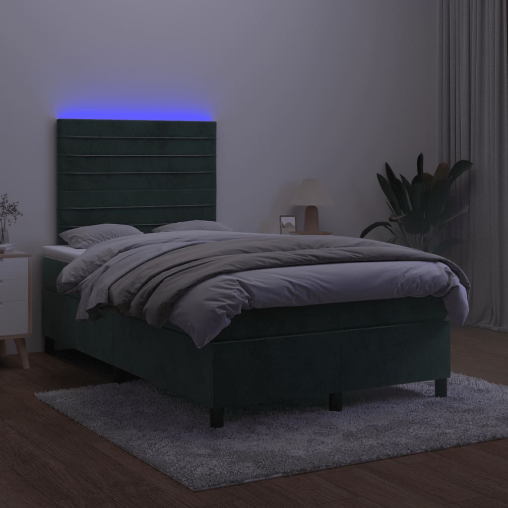 Sommier à lattes de lit avec matelas LED vert foncé 120x190 cm - XIOS