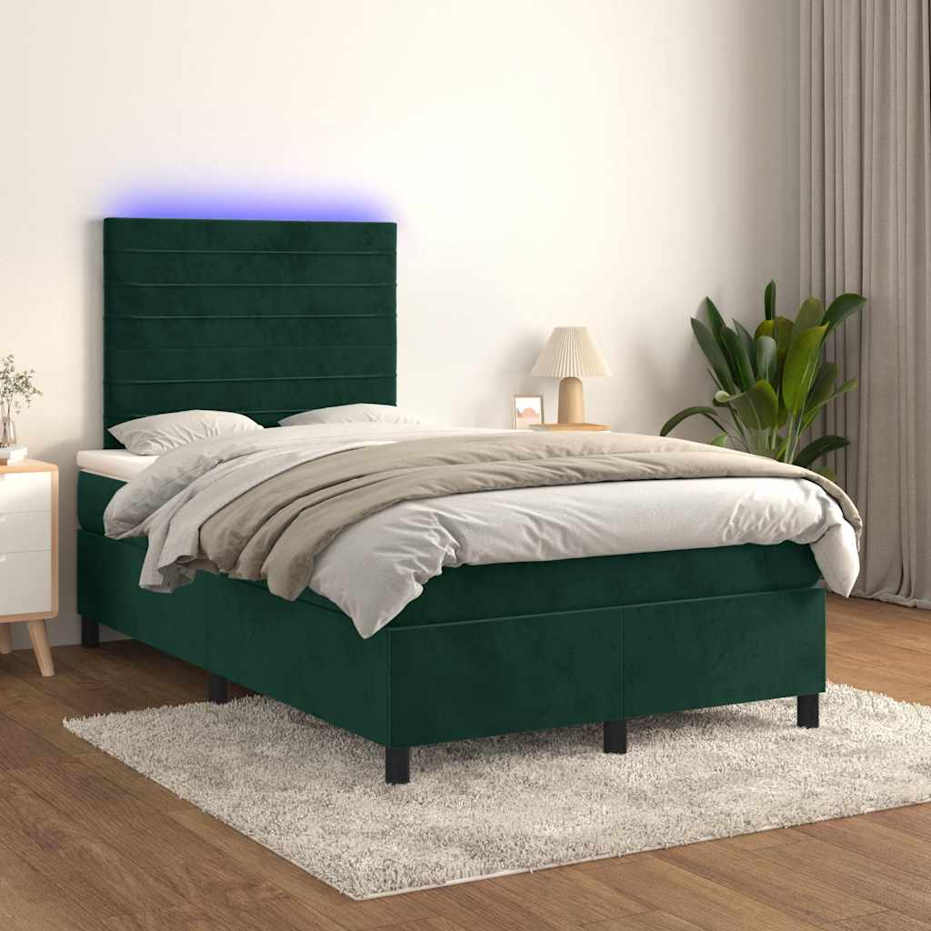 Sommier à lattes de lit avec matelas LED vert foncé 120x190 cm - XIOS