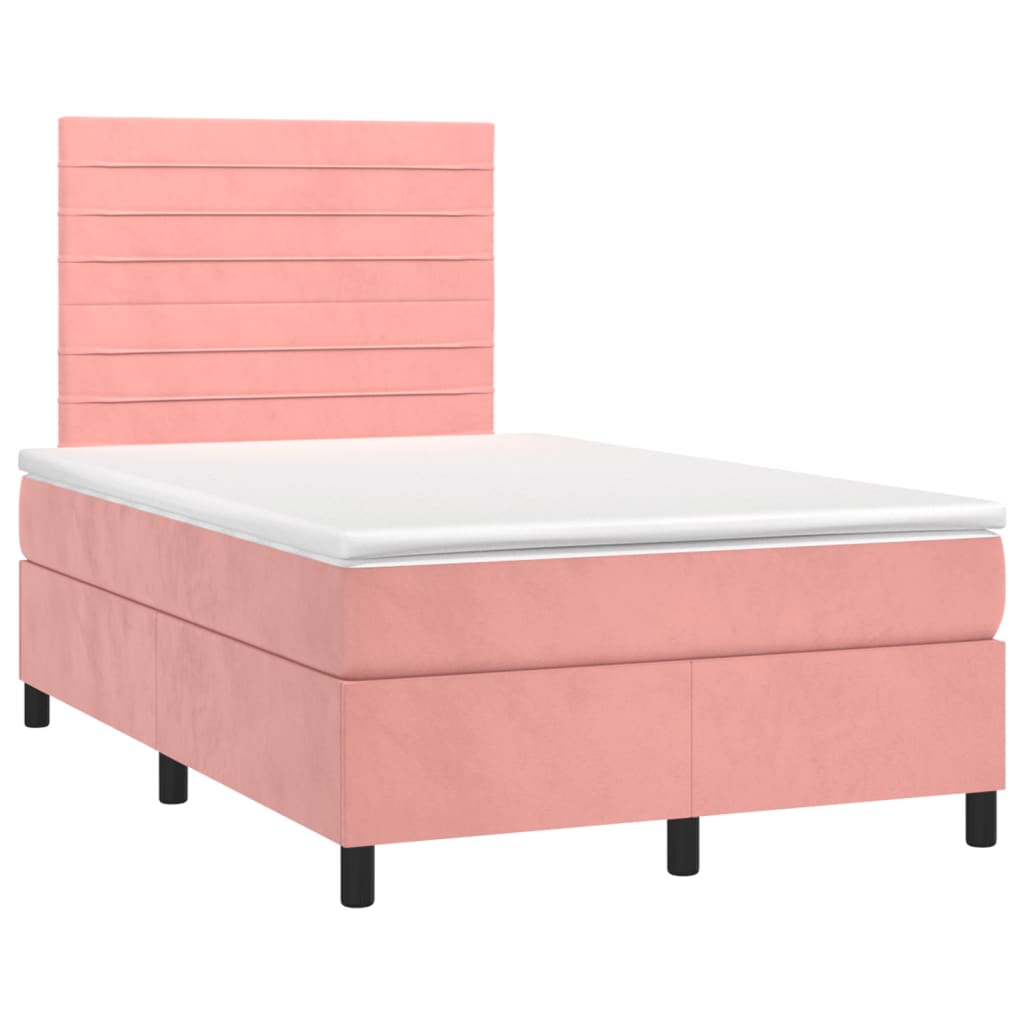 Sommier à lattes de lit et matelas LED rose 120x190 cm velours - XIOS