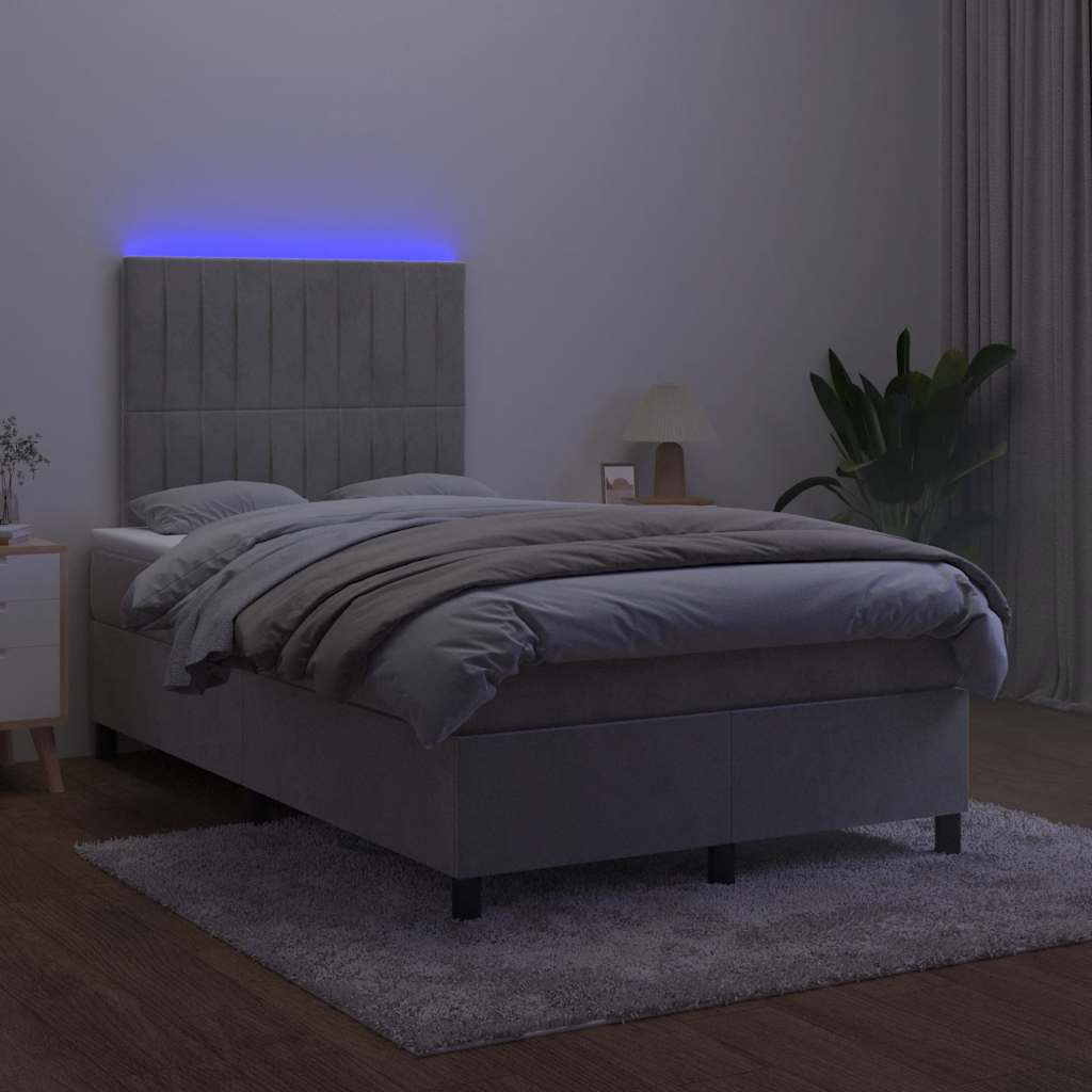 Sommier à lattes de lit avec matelas LED gris clair 120x190 cm - XIOS