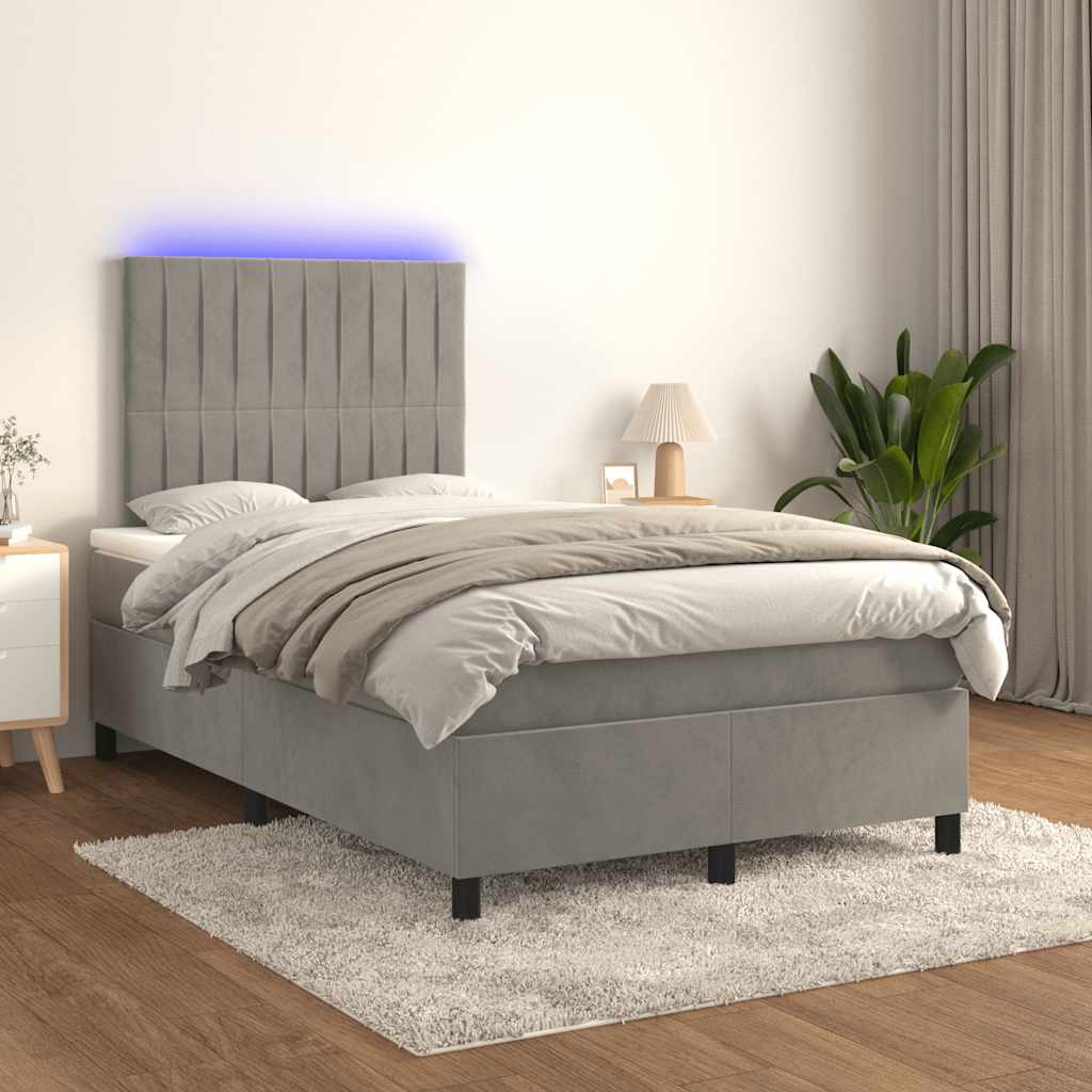 Sommier à lattes de lit avec matelas LED gris clair 120x190 cm - XIOS