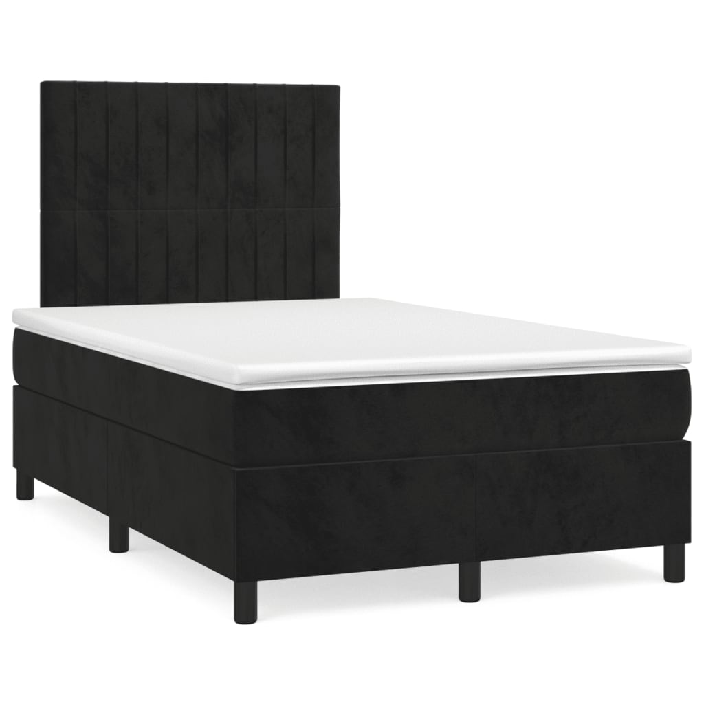Sommier à lattes de lit et matelas LED noir 120x190 cm velours - XIOS
