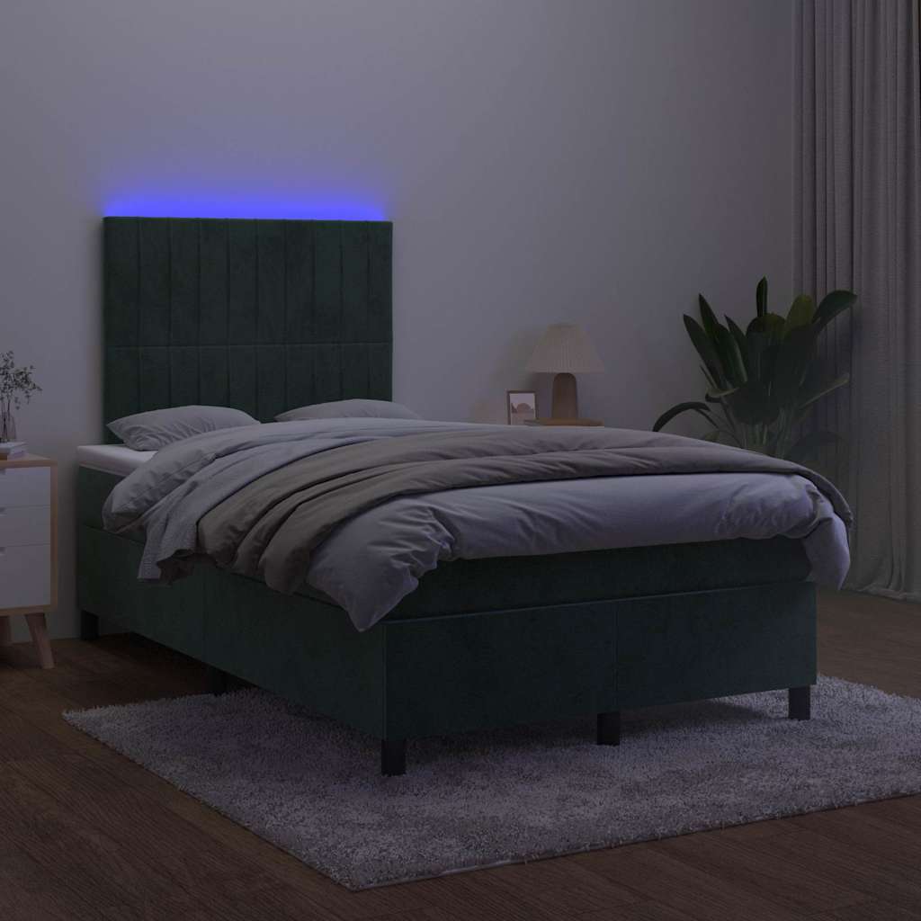 Sommier à lattes de lit avec matelas LED vert foncé 120x190 cm - XIOS
