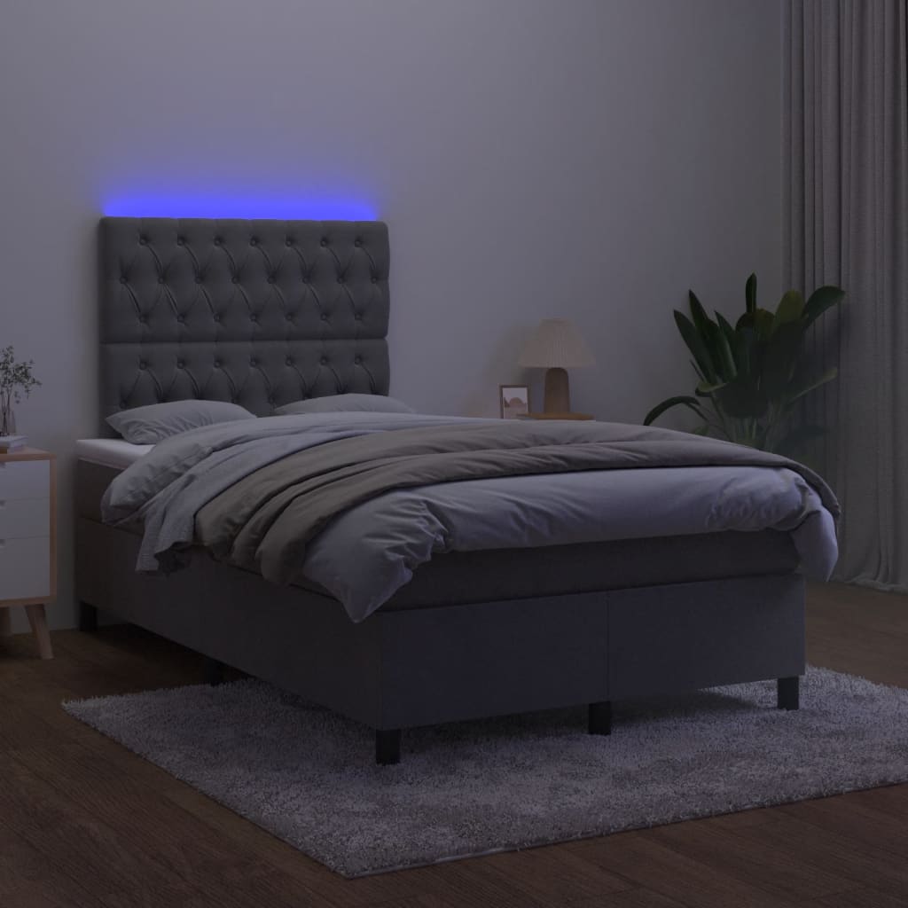 Sommier à lattes de lit avec matelas LED gris foncé 120x190 cm - XIOS