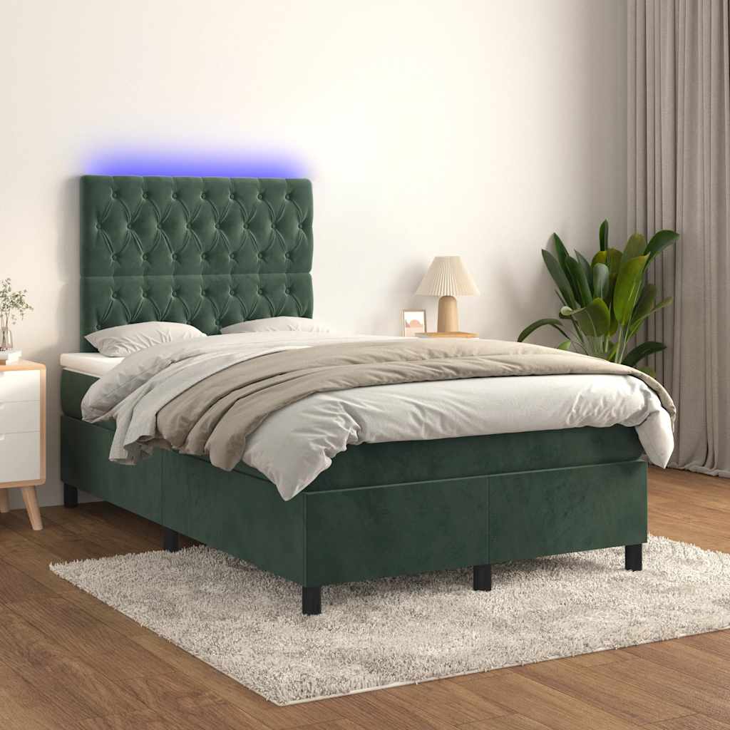Sommier à lattes de lit avec matelas LED vert foncé 120x190 cm - XIOS