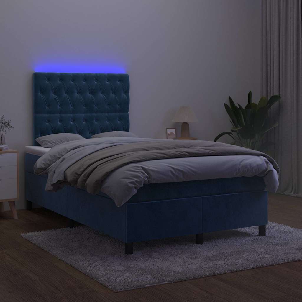 Sommier à lattes de lit avec matelas LED bleu foncé 120x190 cm - XIOS