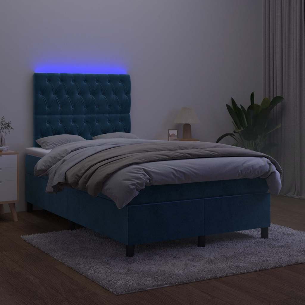 Sommier à lattes de lit avec matelas LED bleu foncé 120x190 cm - XIOS