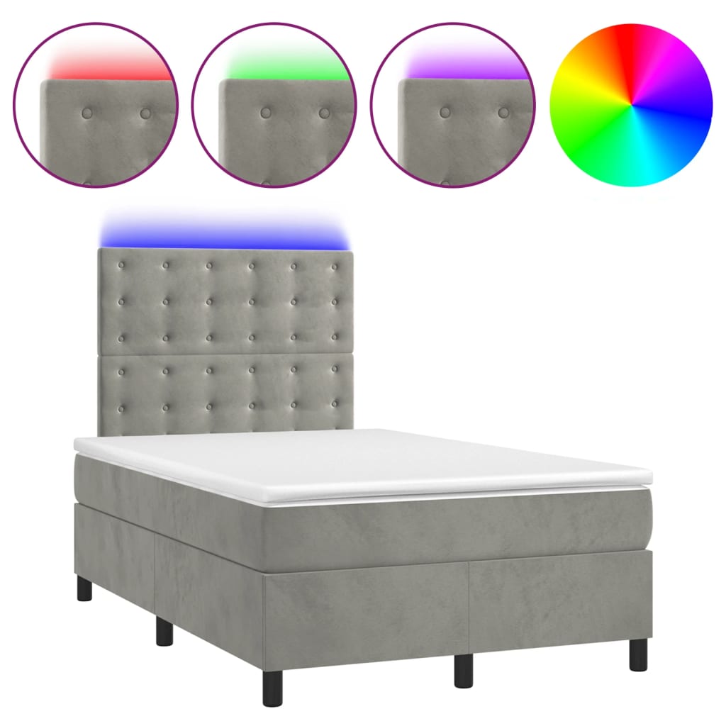 Sommier à lattes de lit avec matelas LED gris clair 120x190 cm - XIOS