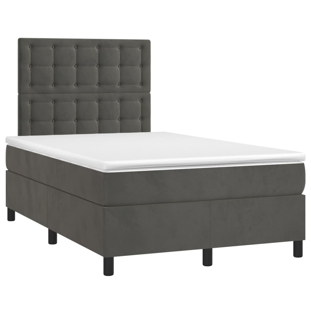 Sommier à lattes de lit avec matelas LED gris foncé 120x190 cm - XIOS