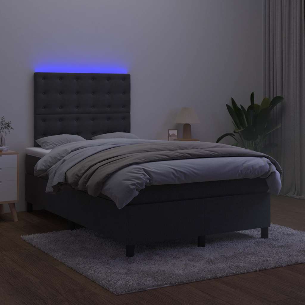 Sommier à lattes de lit et matelas LED noir 120x190 cm velours - XIOS