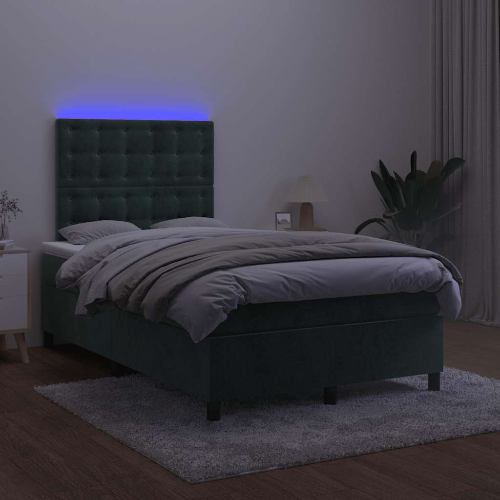 Sommier à lattes de lit avec matelas LED vert foncé 120x190 cm - XIOS