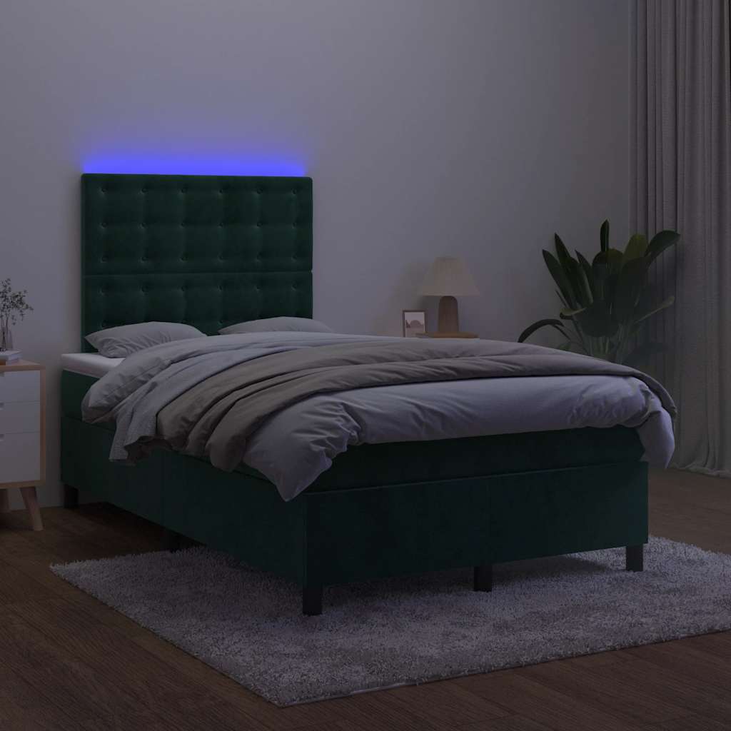 Sommier à lattes de lit avec matelas LED vert foncé 120x190 cm - XIOS
