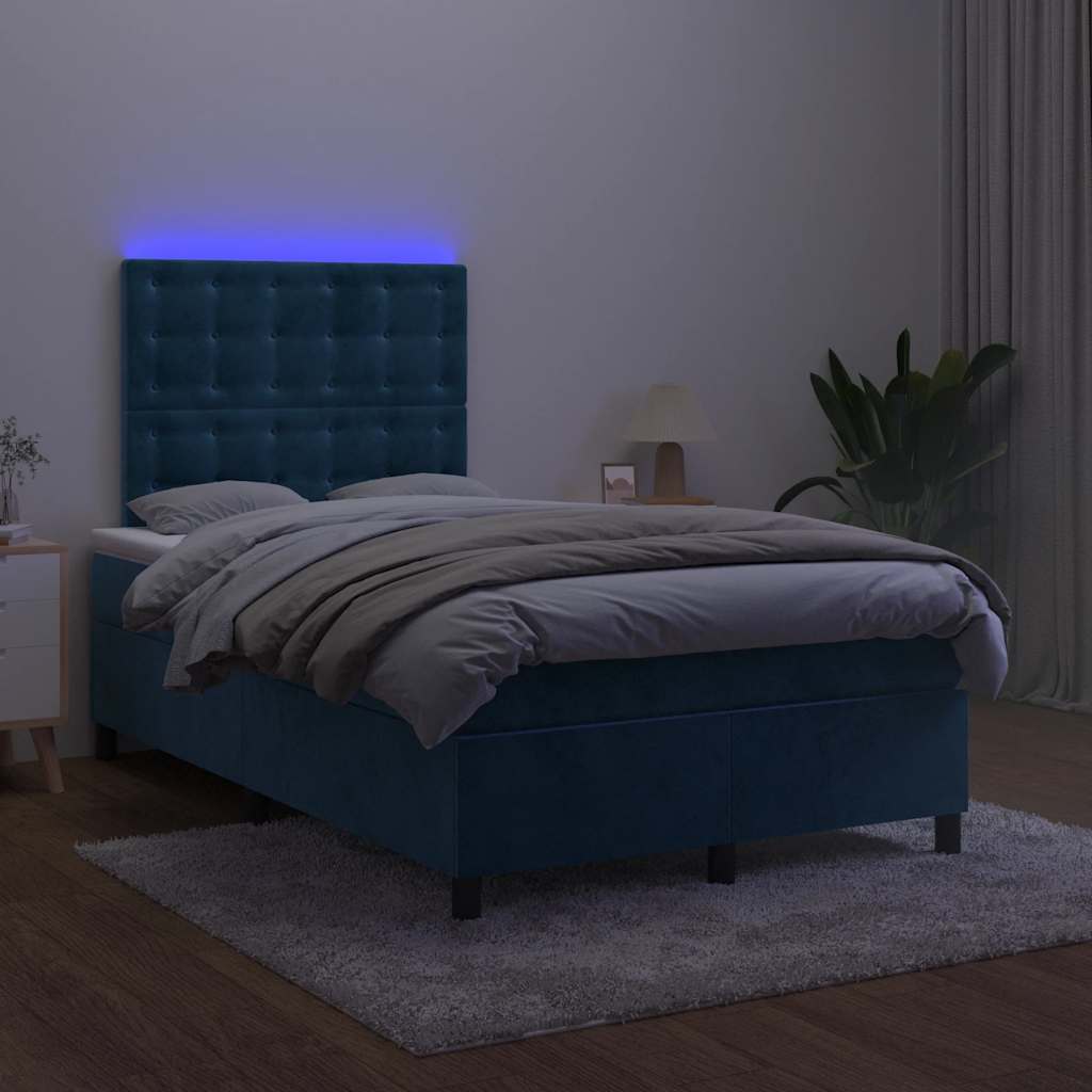 Sommier à lattes de lit avec matelas LED bleu foncé 120x190 cm - XIOS
