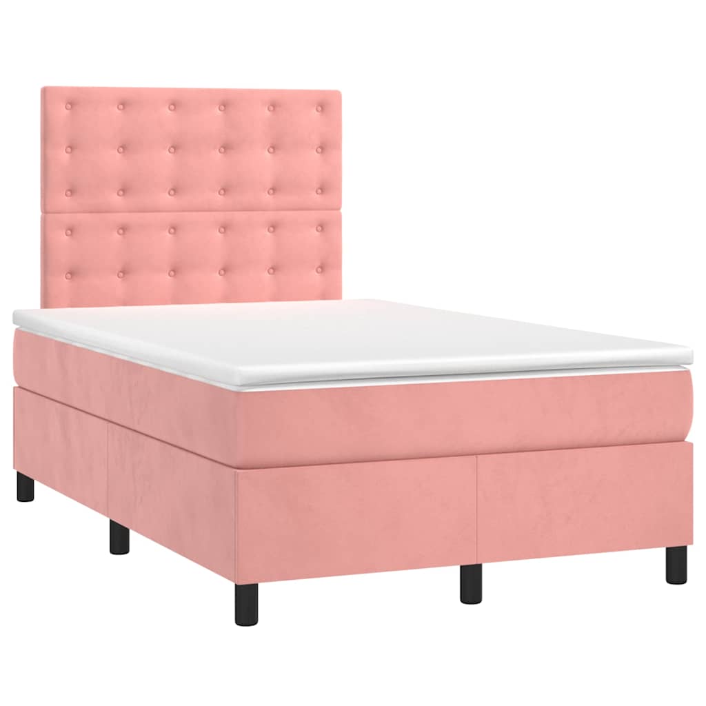 Sommier à lattes de lit et matelas LED rose 120x190 cm velours - XIOS
