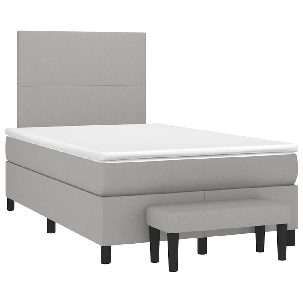 Sommier à lattes de lit et matelas gris clair 120x190 cm tissu - XIOS