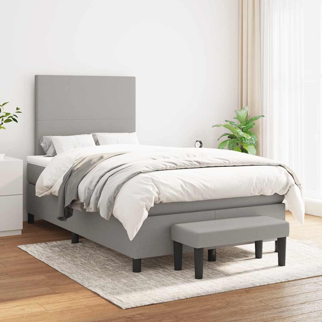 Sommier à lattes de lit et matelas gris clair 120x190 cm tissu - XIOS